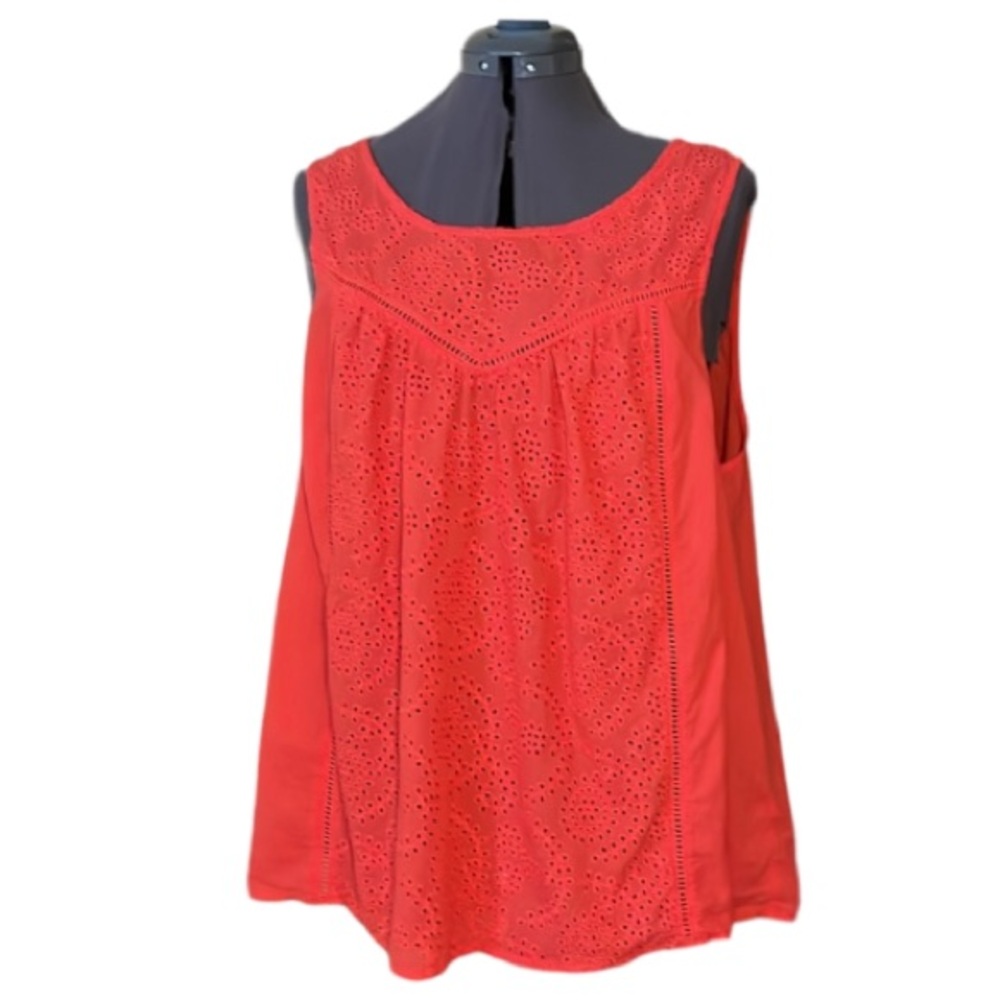 2/$30 Torrid Orange Red Sleeveless Eyelet Top Size 1